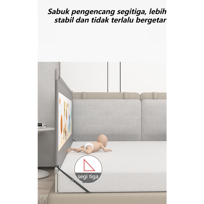 Baby Bedrail Bedguard Fence Pembatas Pengaman Pagar Kasur Ranjang Tempat Tidur Anak Bayi Bed Rail Safety Guard