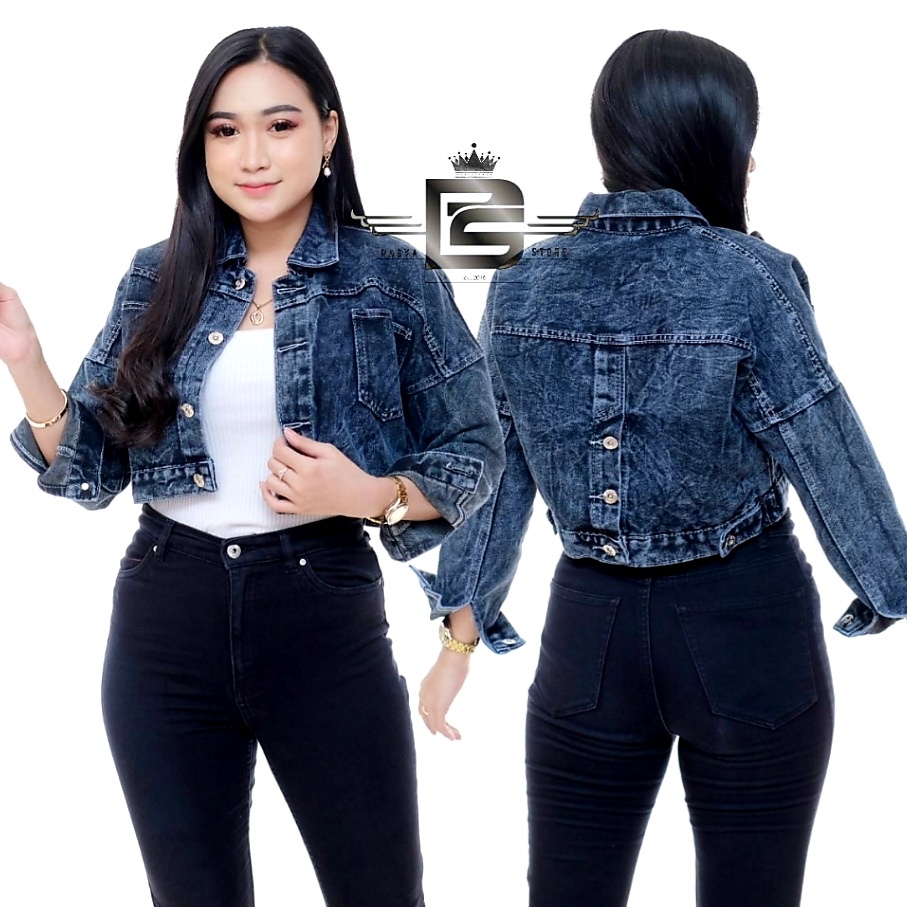 Jaket Jeans Crop Wanita Model Tali Dan Kancing Terbaru Korean Style