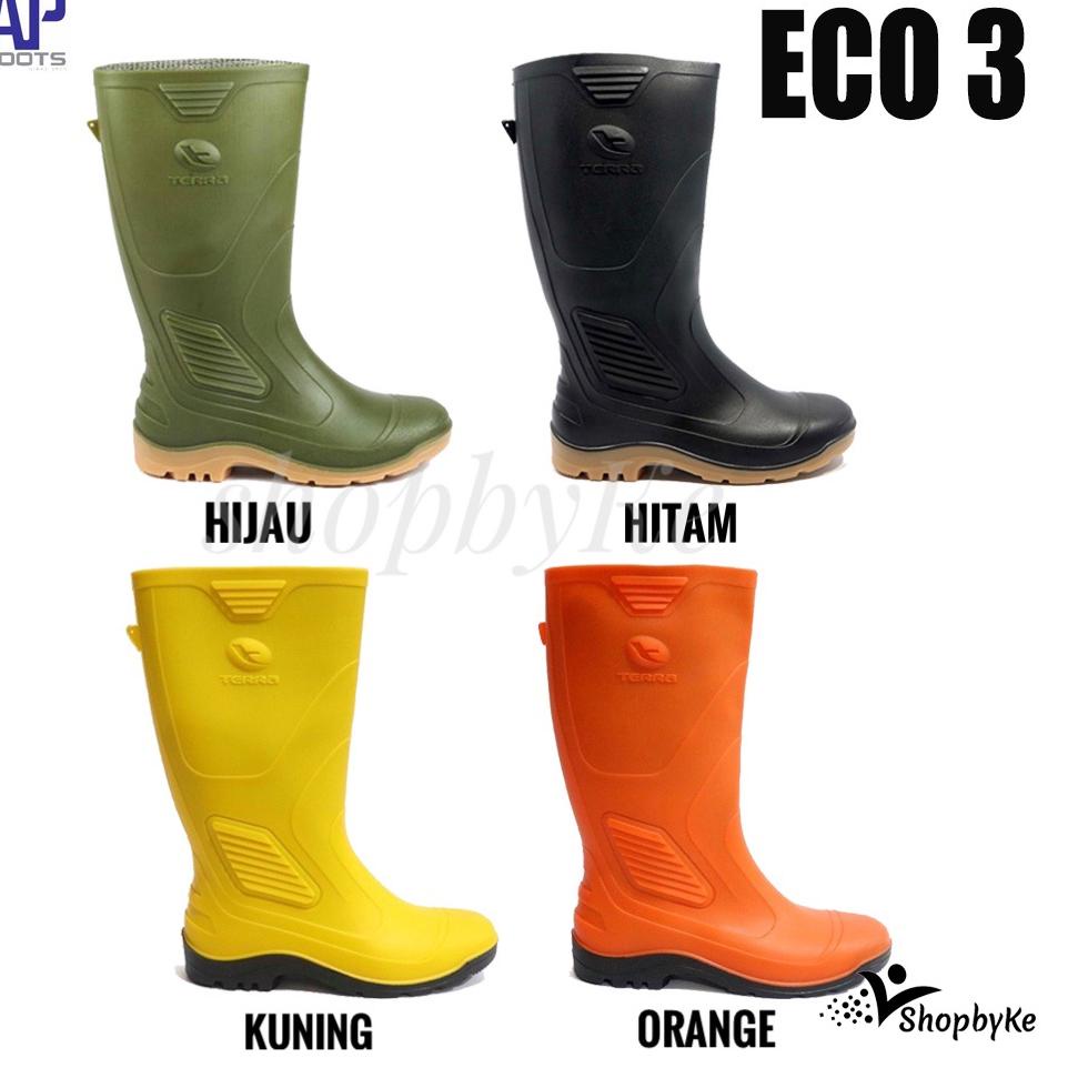 HOT SALE Sepatu Boots Karet merk AP Terra ECO 3 SERIES Warna Hijau, Orange, Kuning, Hitam Size 38-43