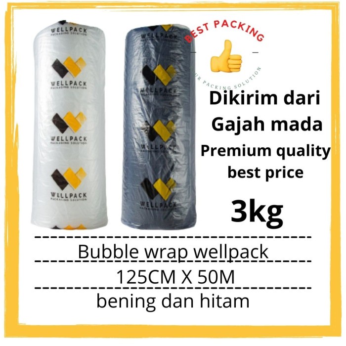 

Bubble wrap roll hitam dan bening wellpack uk 125cm x 50m