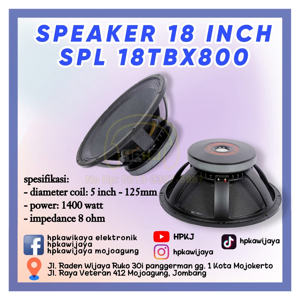 SPEAKER KOMPONEN SPL AUDIO 18 INCH 18 TBX 800 SPEAKER SPL 18TBX800