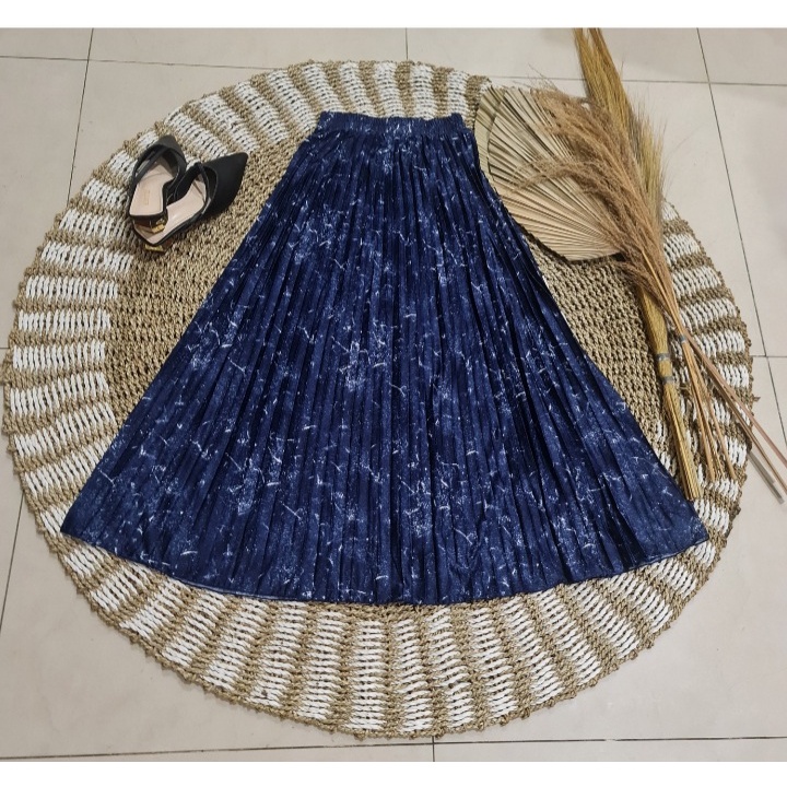 GS-ROK PLISKET MOTIF DENIM ABSTRACT/ROK PLISKET PANJANG/ROK PLISKET MUSLIM/ROK PLISKET/ROK WANITA/MAXY SKIRT