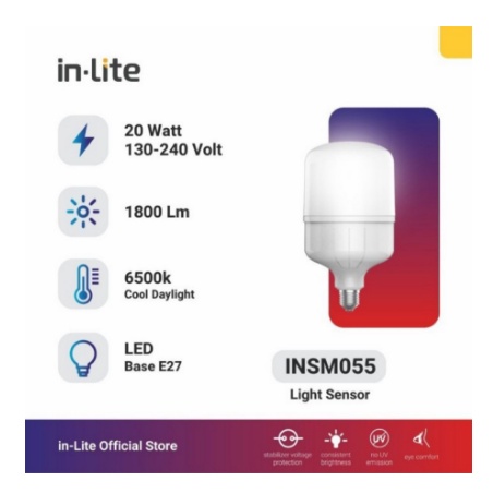 Lampu Led Sensor Cahaya Inlite 20 Watt -Putih