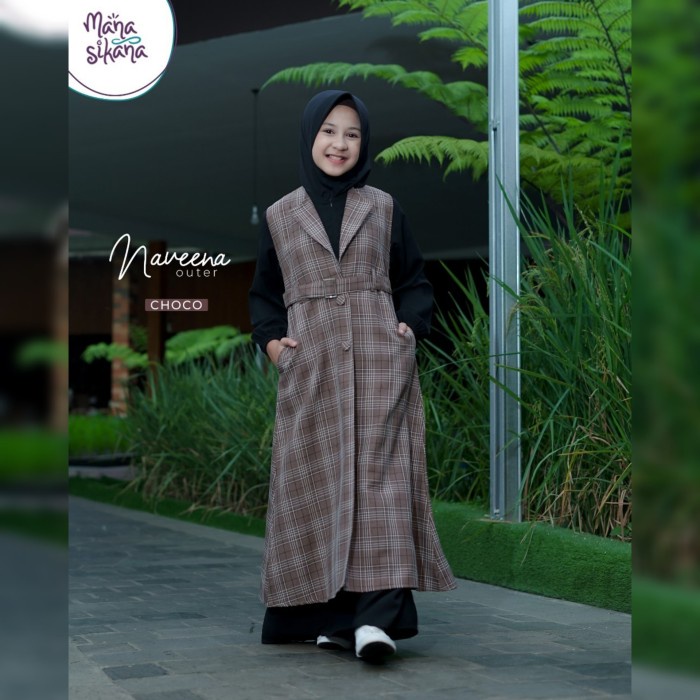 MANASIKANA - Gamis outer anak - Baju muslim anak - Gamis anak - BLUE, XS 8-9th