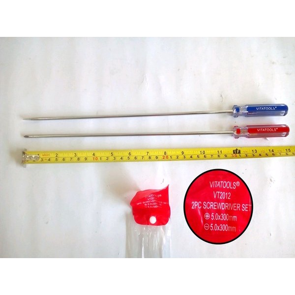 Obeng 2pcs kurus panjang 12 inch obeng setting 5mm min plus termurah