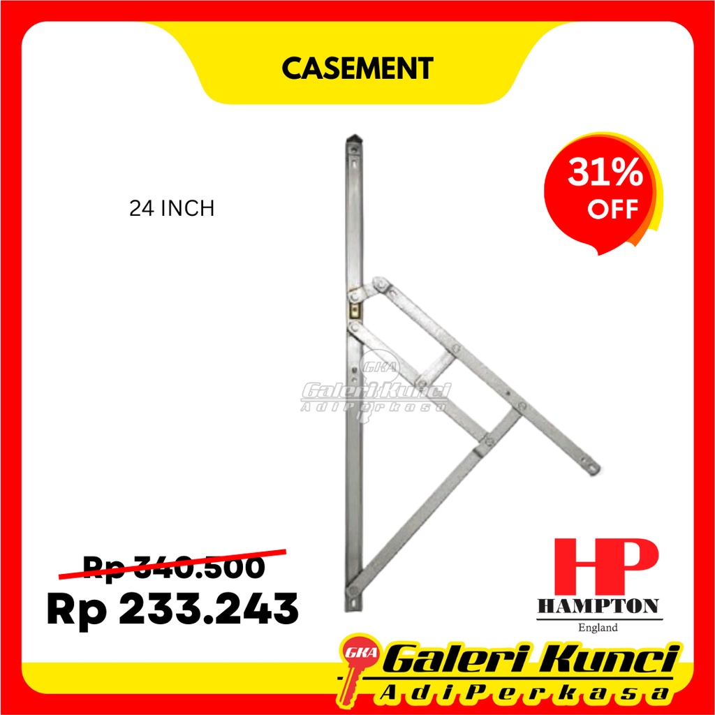Engsel Casement Hampton HMT FS SS 24 Inch Engsel Jendela Aluminium
