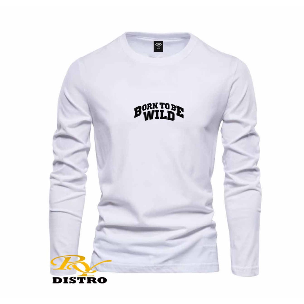 Rydistro -  Kaos Pria Keren Lengan Panjang Born To Be Wild Hitam - Kaos Distro premium