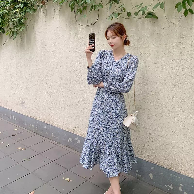 BEFAST - ZFS OOTD Dress Maxi ANDERA / AIMEL FISHTAIL MAXI DRESS / KOREAN MAXI DRESS / ZALICA SHAKILA Bunga Kekinian Korean/ LongDress Wanita / Dress Model Terbaru / Fashion Wanita Kondangan/Pesta / Dress Maxy Motif / OOTD Ala Korean Style