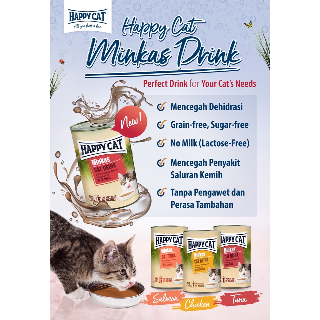 Happy Cat kaleng Happy Cat Minkas Drink 135ml/makanan basah merk Happy Cat