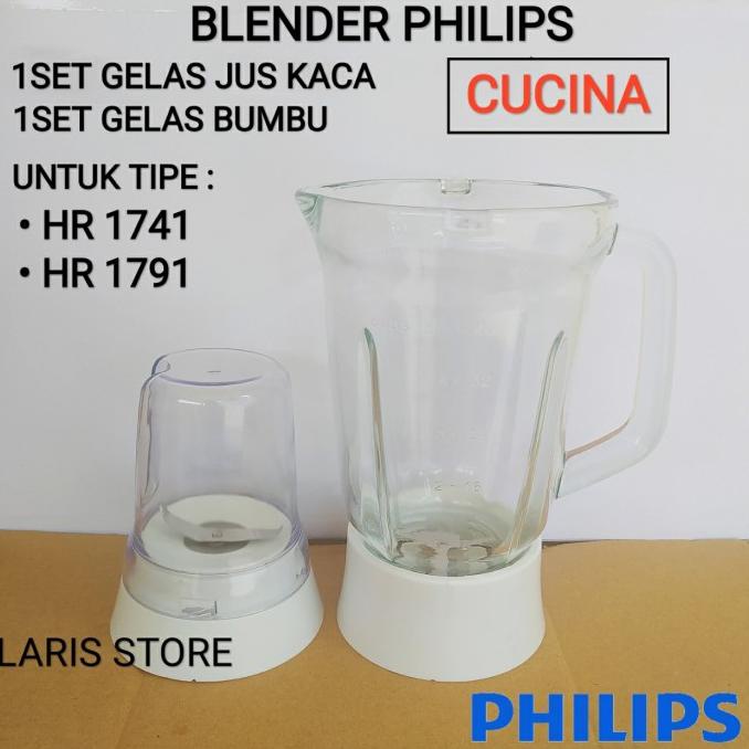 Gelas Jus Kaca + Gelas Bumbu 1set Blender Philips Cucina HR 1741 1791 barang sale
