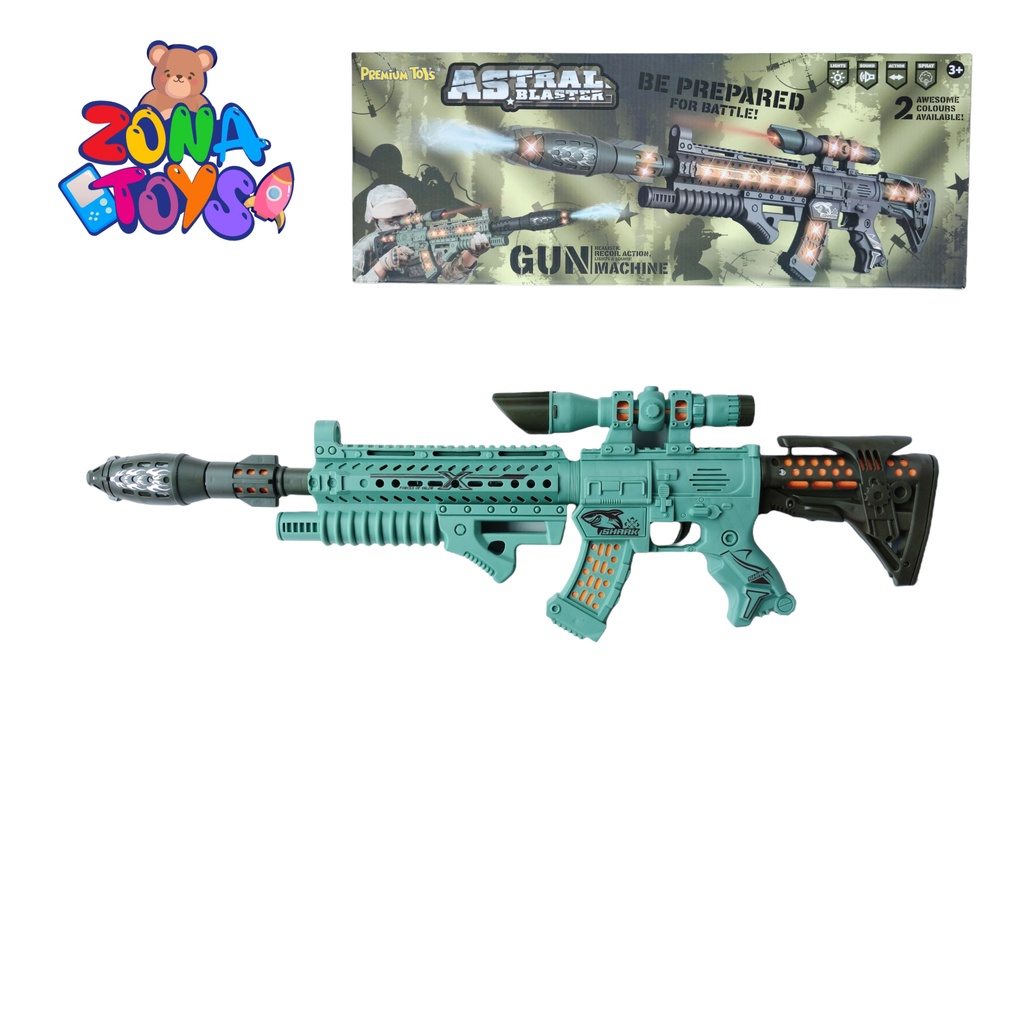 Mainan Anak Pistol Astral Blaster Gun Getar Keluar Asap Tembak Tembakan