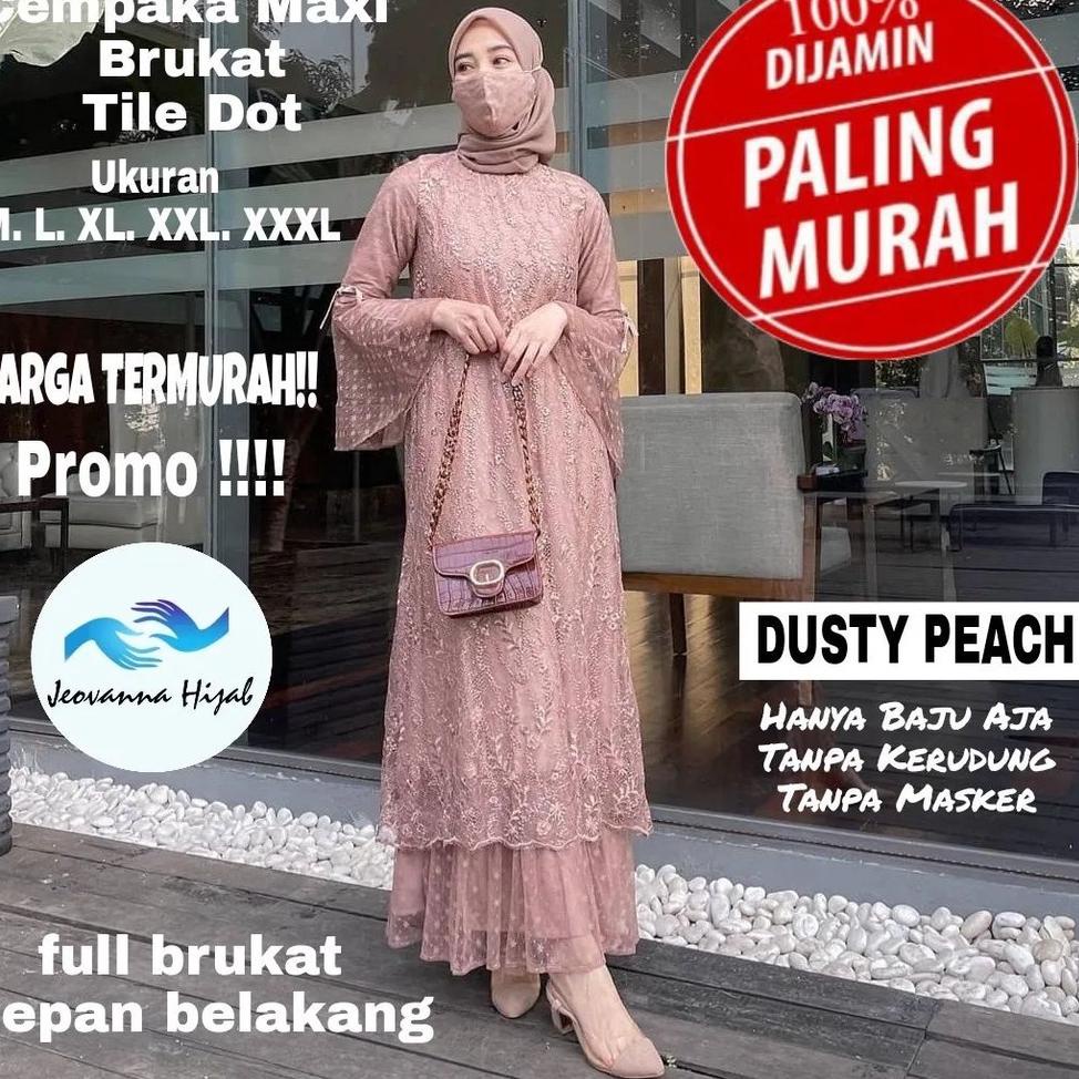 NEW STOCK GAMIS MAXI CEMPAKA AULIA / BAJU KONDANGAN LEBARAN / GAMIS BROKAT TILE MEWAH REMAJA TERBARU