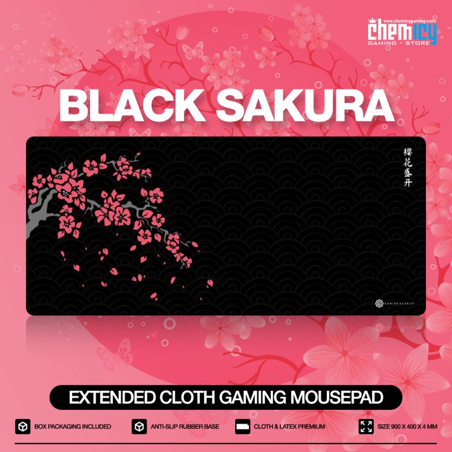 Black Sakura Japanese Cloth Gaming Mousepad