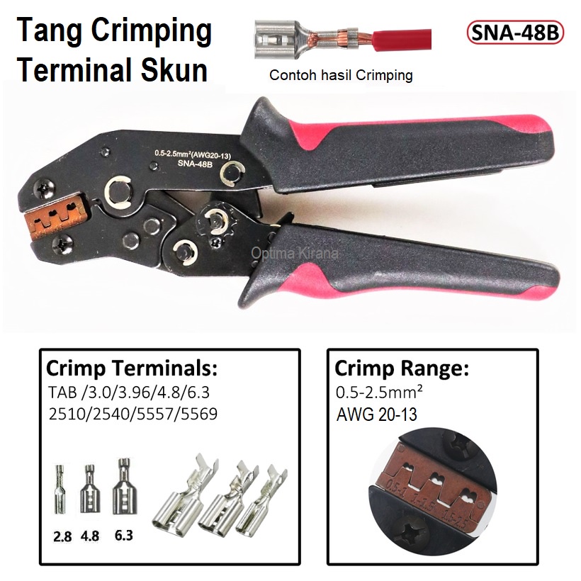 Tang Crimping Crimp Plier Terminal Kabel Skun Gepeng Flat Cable Lugs