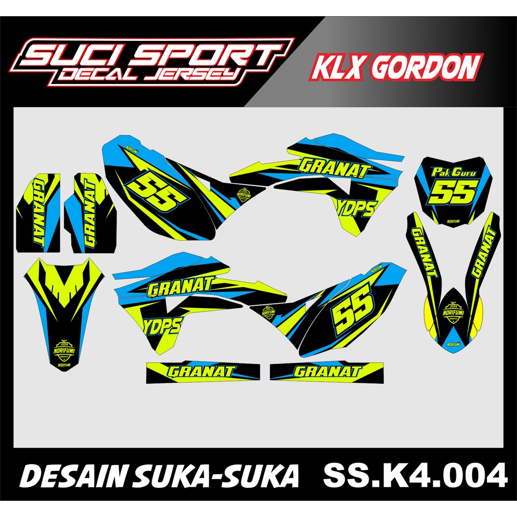 DECAL STIKER STRIPING KLX 150 GORDON FULL BODY WARNA HIJAU STABILO (CODE SSS.K4.004)
