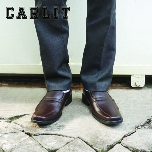 Sepatu Pantofel Pria Terbaru MDT 02 Coklat CARLIT Bahan PU Leather Keren Cocok Untuk Ke Pesta