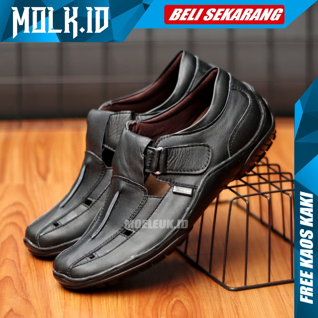 MOLK|Sepatu Slip On Kerja Pria Kulit Asli Original Pantofel Pria Hitam Trendy Masa Kini Sepatu Slop Pria Sepatu Casual Pria