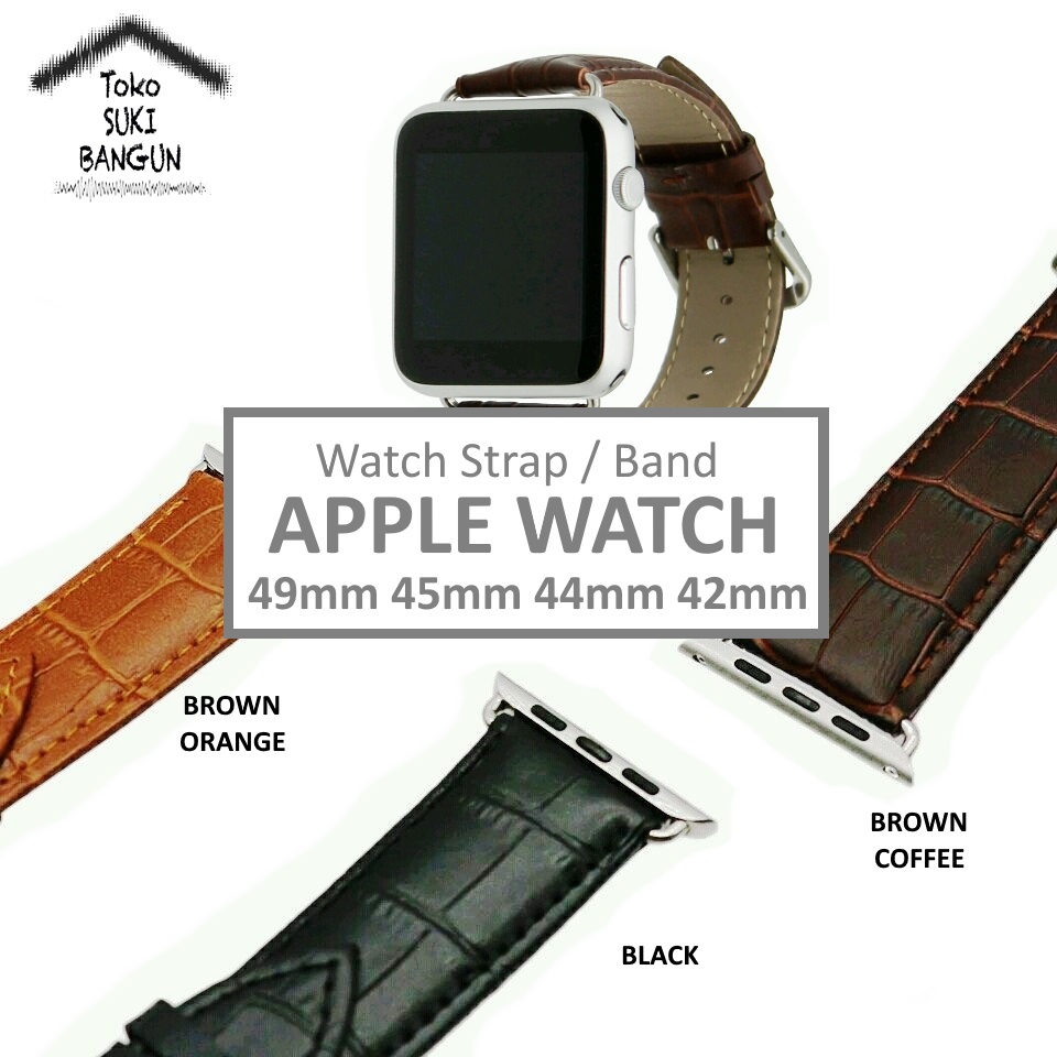 Strap Apple Watch Series Ultra 8 7 6 5 4 3 2 1 49mm 45mm 44mm 42mm TALI JAM Kulit Leather Bamboo Buckle