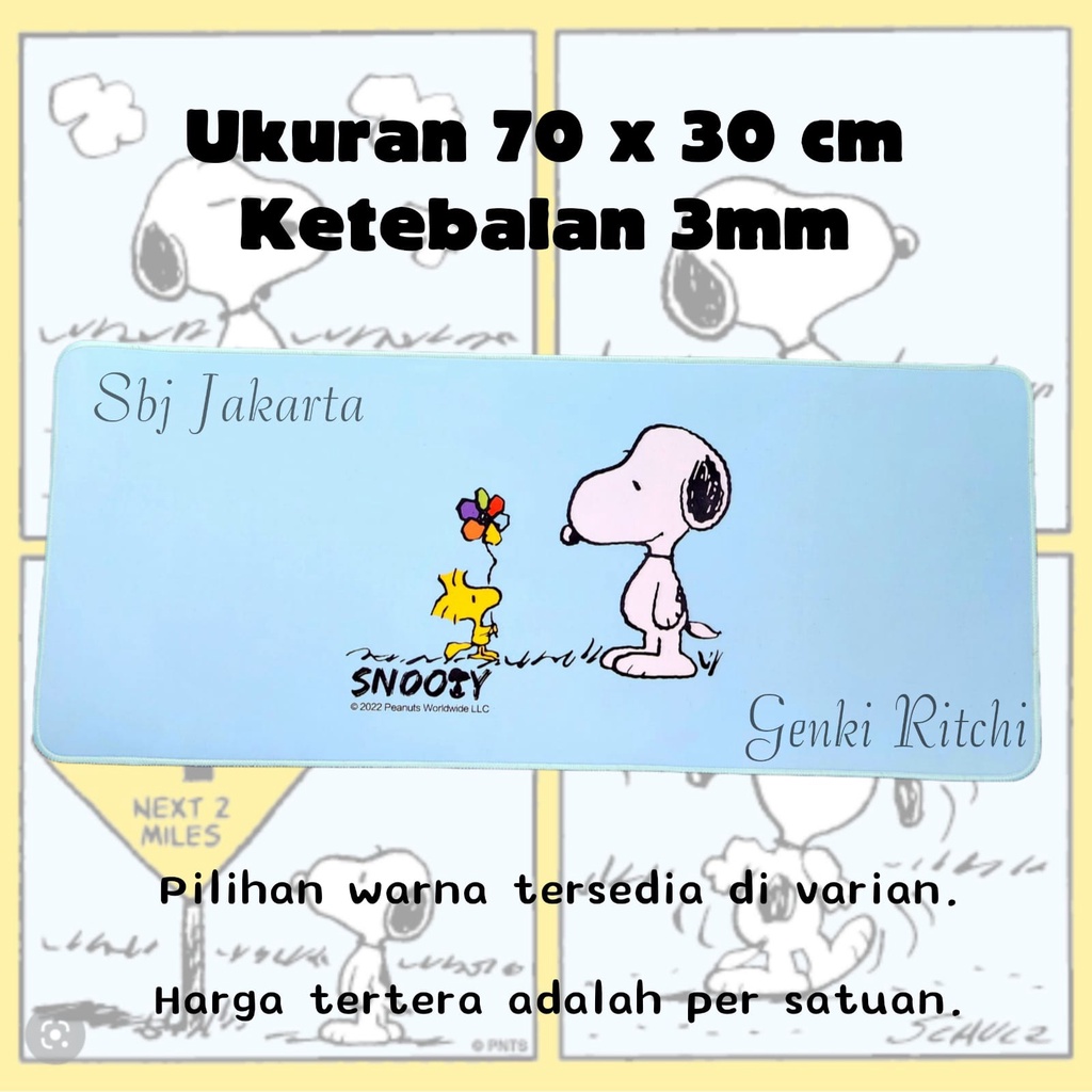 Mouse Pad Mousepad panjang Snoopy microfiber ORIGINAL LICENSED PRODUCT antislip full jahit keliling