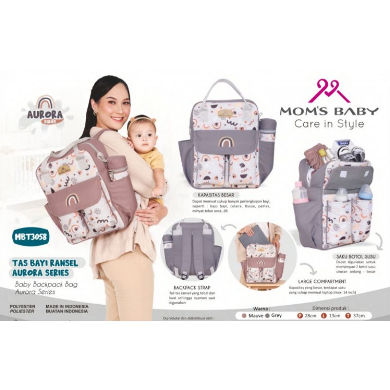 Tas Bayi Diaper Bag Multifungsi Ransel Backpack Perlengkapan Bayi/ Botol Susu / Popok Moms Baby Aurora Series