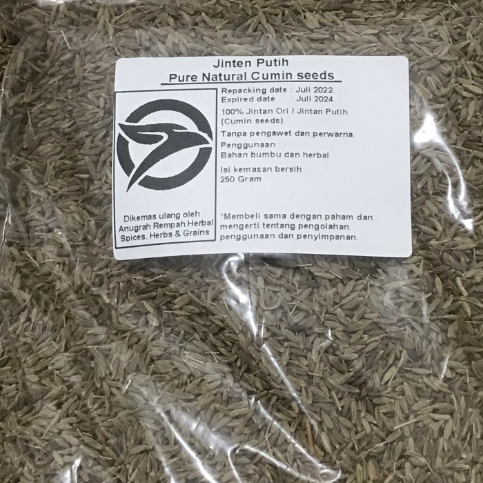 

JINTEN INDIA / PUTIH /ORI (CUMMIN) 250 GRAM TERBUTI MANJUR