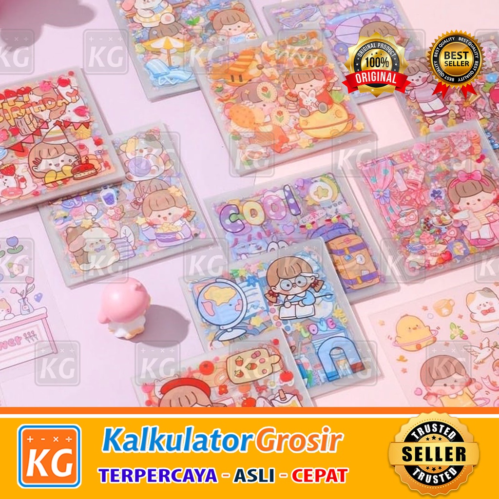 Stiker Sticker Aesthetic Lucu Kartun Momo Karakter Anak Korea 2D Dekorasi DIY Buku Botol Case Hp Laptop 1 Box 100 Lembar Per Satuan