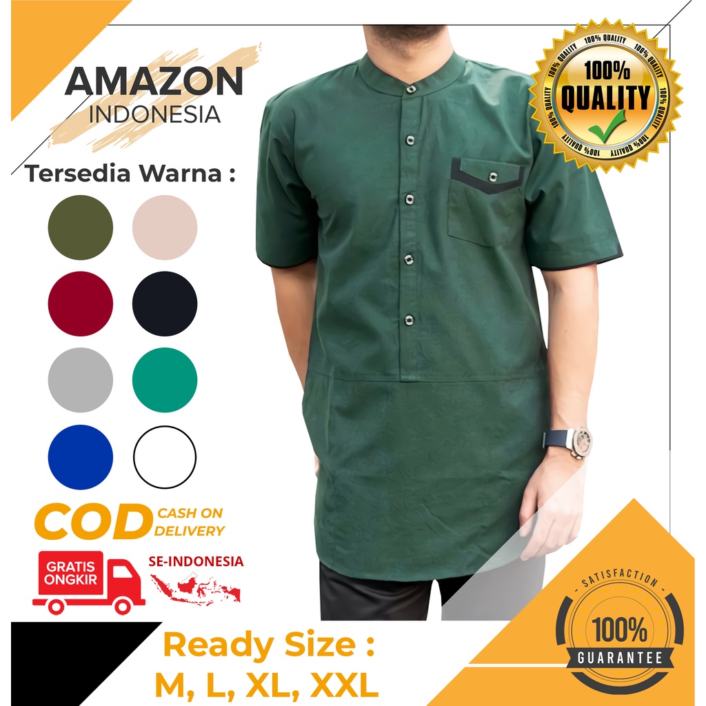 Baju Koko Pria Lengan Pendek Motif Polos Warna Navy Toyobo - Baju Koko Pria Dewasa - Busana Muslim Pria - Baju Lebaran Pria - Koko Pria Dewasa - Muslim Pria - Baju Kokoh - Baju Koko Batik - Koko Batik Pria - Alqorni - Baju Ramadhan - Seragam Hadroh