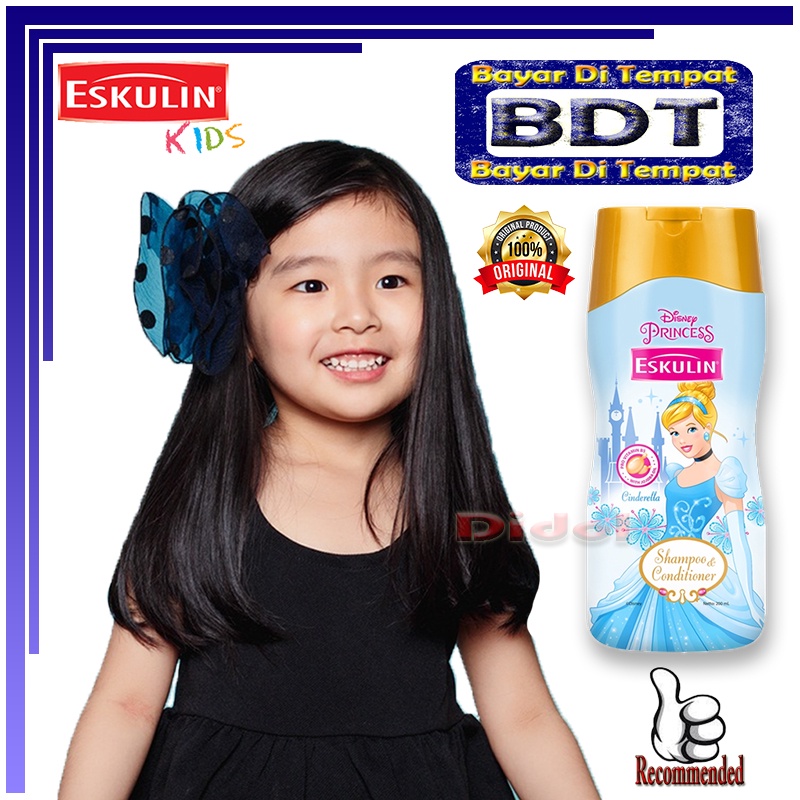 Eskulin Kids Shampoo & Conditioner 200ml BPOM Sampo Anak Perempuan Wangi Shampoo Penghitam Rambut Sa
