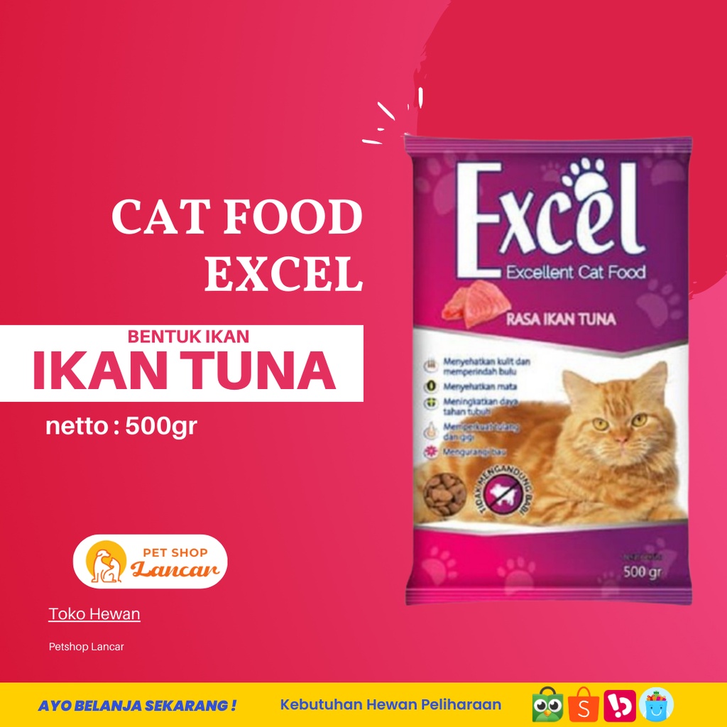 Makanan Kucing Excel Rasa Tuna 500 Gram - Ikan