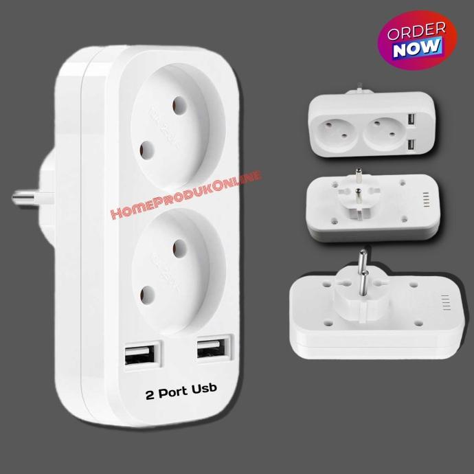 Terlaris Stop Kontak Colokan Listrik 2 Port Usb Handphone Serbaguna