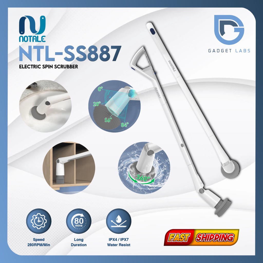 Notale Electric Spin Scrubber / Sikat Elektrik Lantai Dinding Toilet
