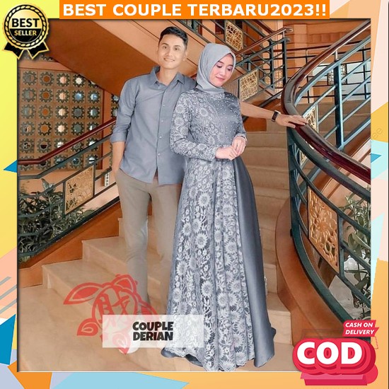 Batik Couple - Gamis Batik Couple - Batik Kapelan Suami Istri - Batik Couple Pasangan - Baju Couple - Gamis Couple  Promo Termurah  Derian Couple Baju Pasangan Kemeja Set Dress Brukat Muslim Pesta Kondangan [ Farel ]