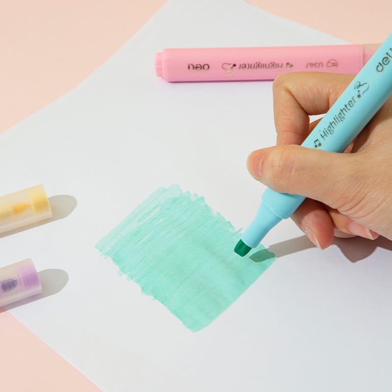 [DELI X AGNEZ MO] Deli Highlighter / Penanda Isi 6 Warna Pastel CU347