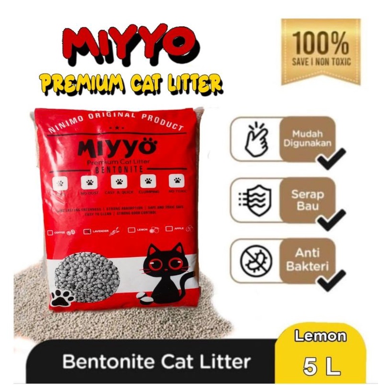 Miyyo - MiyoTop Pasir Gumpal Wangi - 5Ltr - Litter Box Kucing - Bentonite