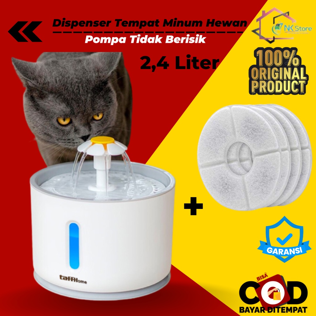 Dispenser Tempat Minum Kucing Anjing / Pet Water Dispenser Fountain 2.4L