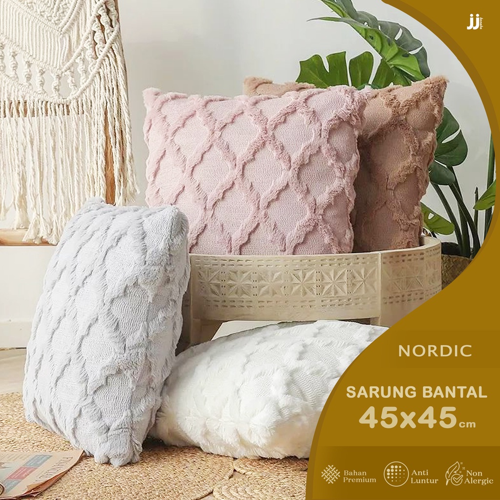 SARUNG BANTAL SOFA 45X45 CM BULU HALUS TIMBUL HOME DECOR NORDIC PQ