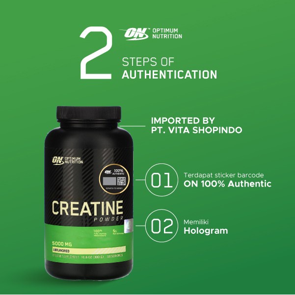 ON Optimum Nutrition Creatine Monohydrate 5000 mg Powder 300 gr - BPOM