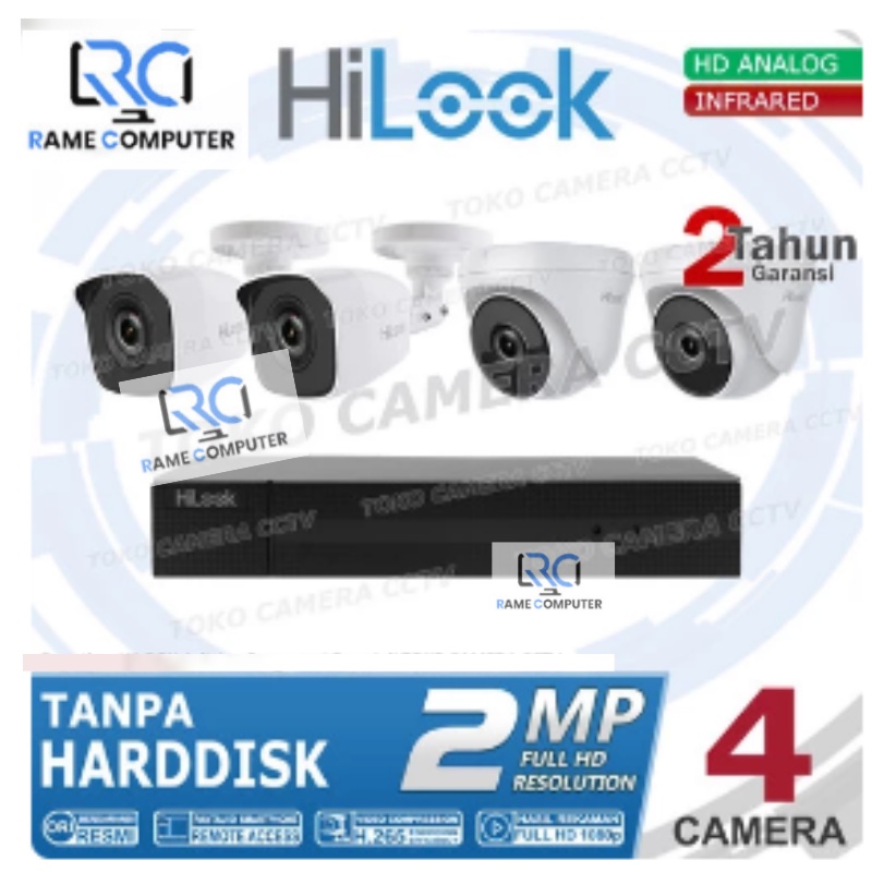 PAKET KAMERA CCTV HILOOK 2MP 4 CHANNEL NO HDD ( TANPA HARD DISK )