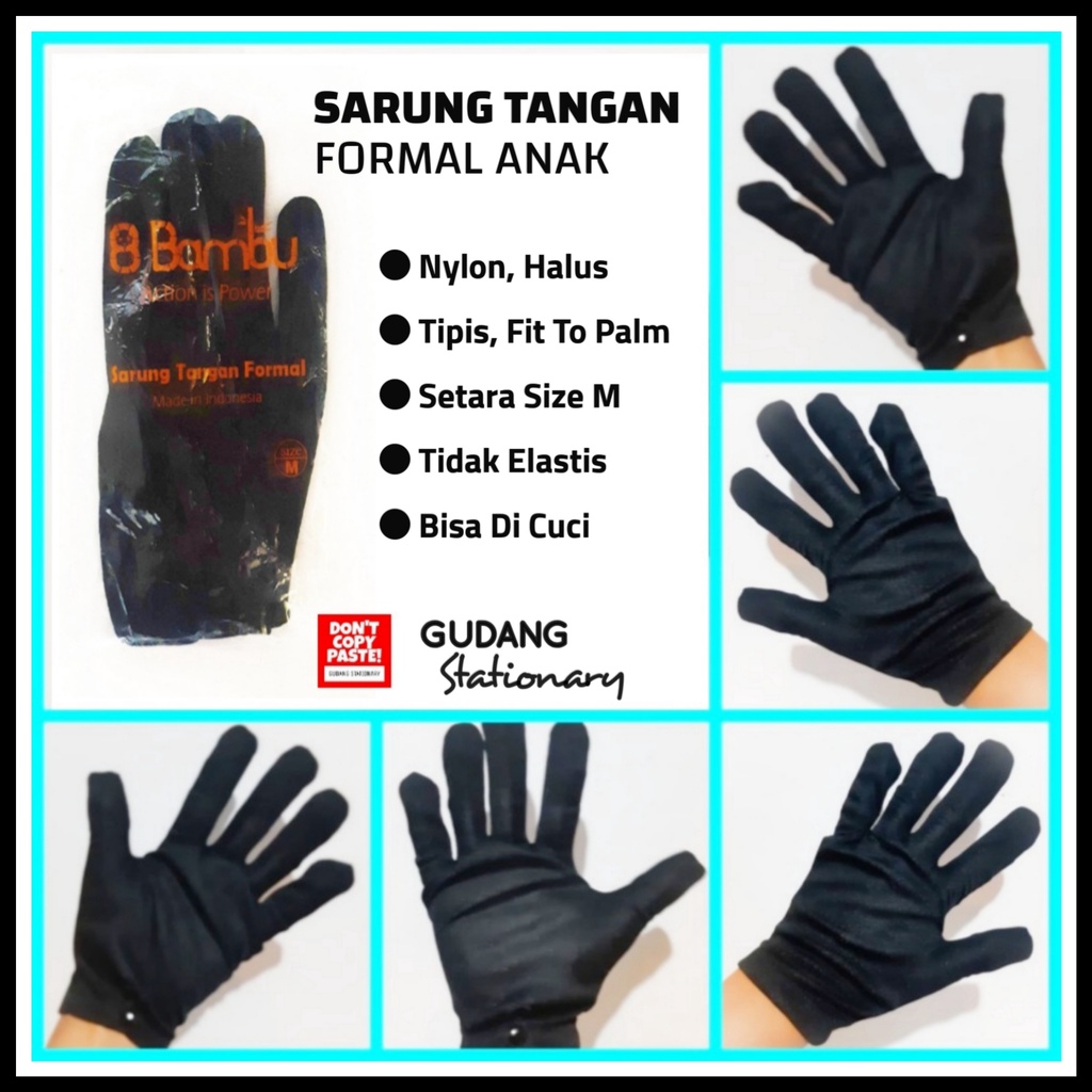 Sarung Tangan Formal Anak Hitam Polos