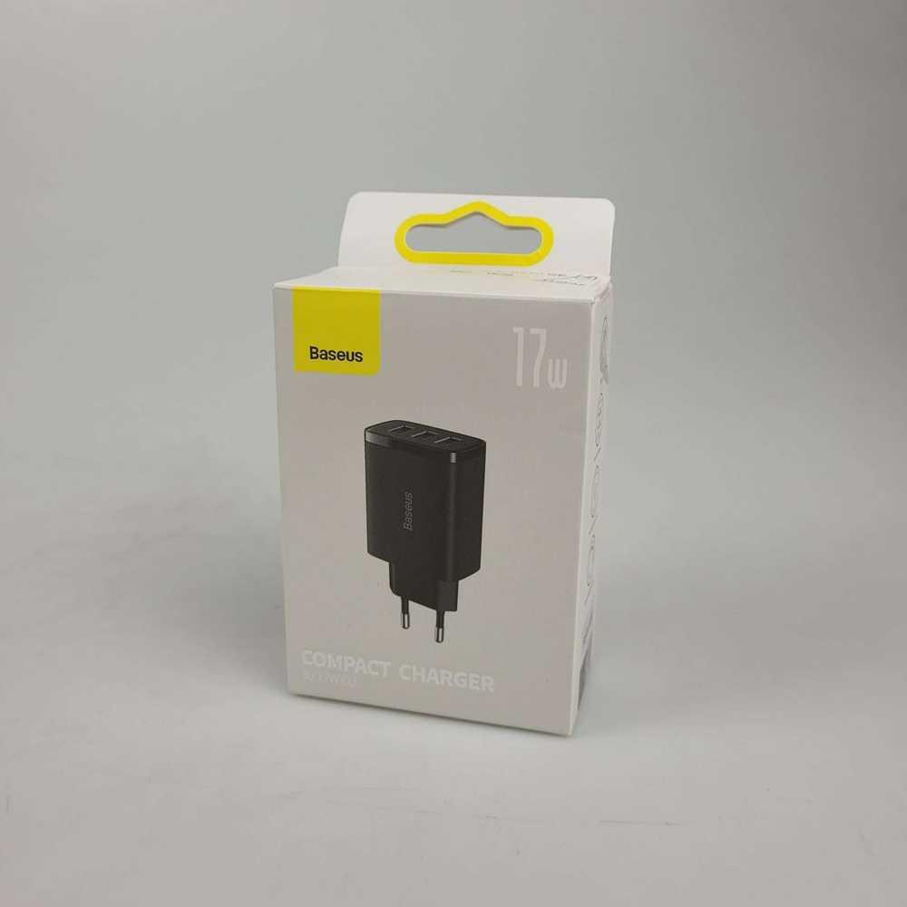 Baseus Compact Charger USB 3 Port 17 W - CCXJ020101 - Black