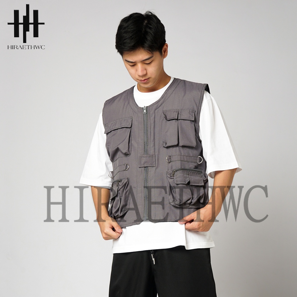 HC - ROMPI TACTICAL VEST CARGO POLOS GREY MULTIFUNGSI OUTER PREMIUM