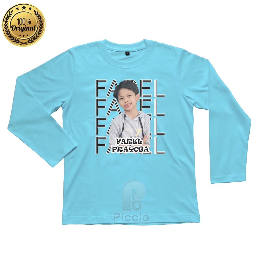 (FREE NAMA) BAJU KAOS ATASAN LENGAN PANJANG ANAK MOTIF ARTIS CILIK FAREL PRAYOGA Bahan COTTUN