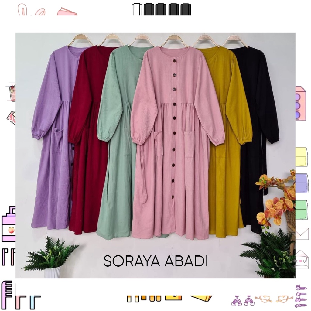 KINAN MIDI DRESS | MIDI DRESS KRINKEL | MIDI DRESS PAKAI KANTONG | MIDI DRESS PAKAI TALI PINGGANG | MIDI DRESS BAHAN