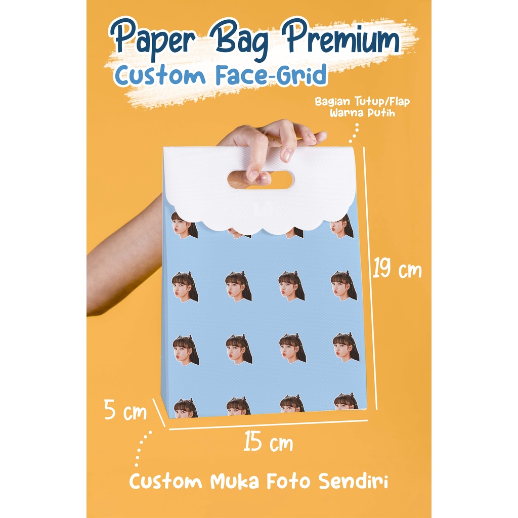 

PAPER BAG PREMIUM - Custom Muka Foto Sendiri - Ukuran Mini - Gift Bag / Goodie Bag TANPA TALI - Paper Bag Surprise / Blind / Tertutup