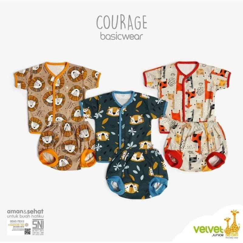 Velvet Setelan Courage Basic Wear Pendek Baby Celana Pop NB