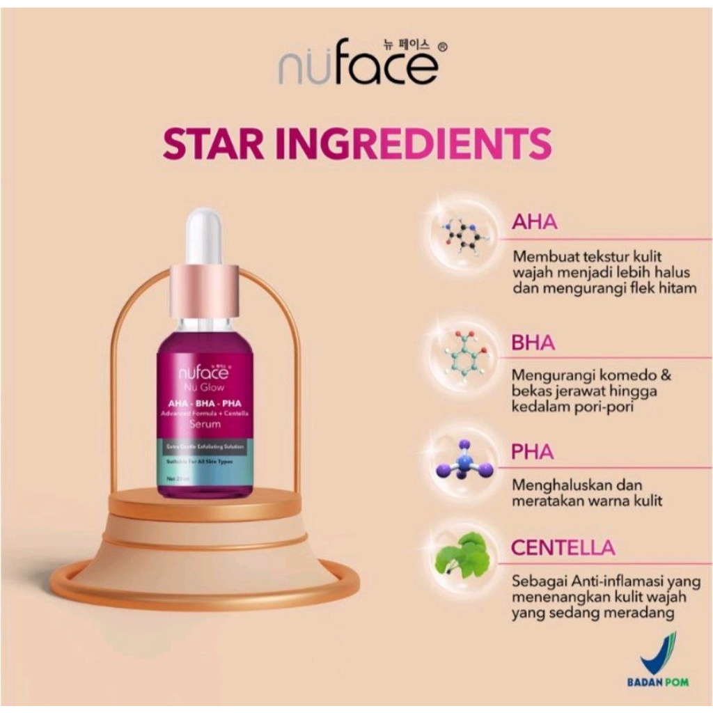 NUFACE SERUM NU GLOW AHA-BHA-PHA SERUM WAJAH NUFACE FORMULA CENTELLA