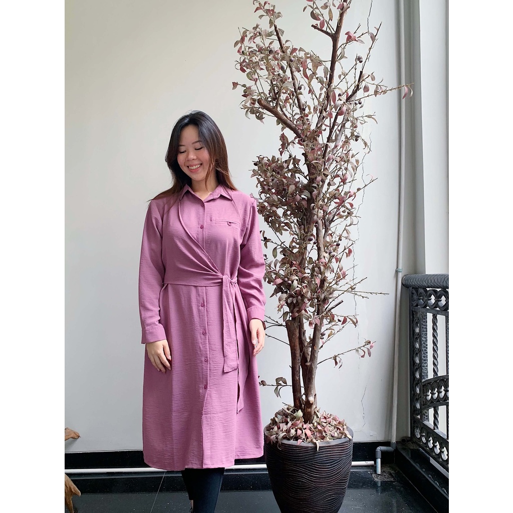STYLEFITS | Tunik Dress Lebaran Kemeja Wanita Model Bangkok Korea Import Bahan Berkualitas Model Ves