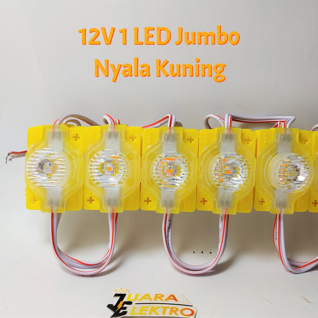 LED MODULE 12V 1 LED Jumbo Nyala Putih, Merah, Kuning, Hijau, Biru