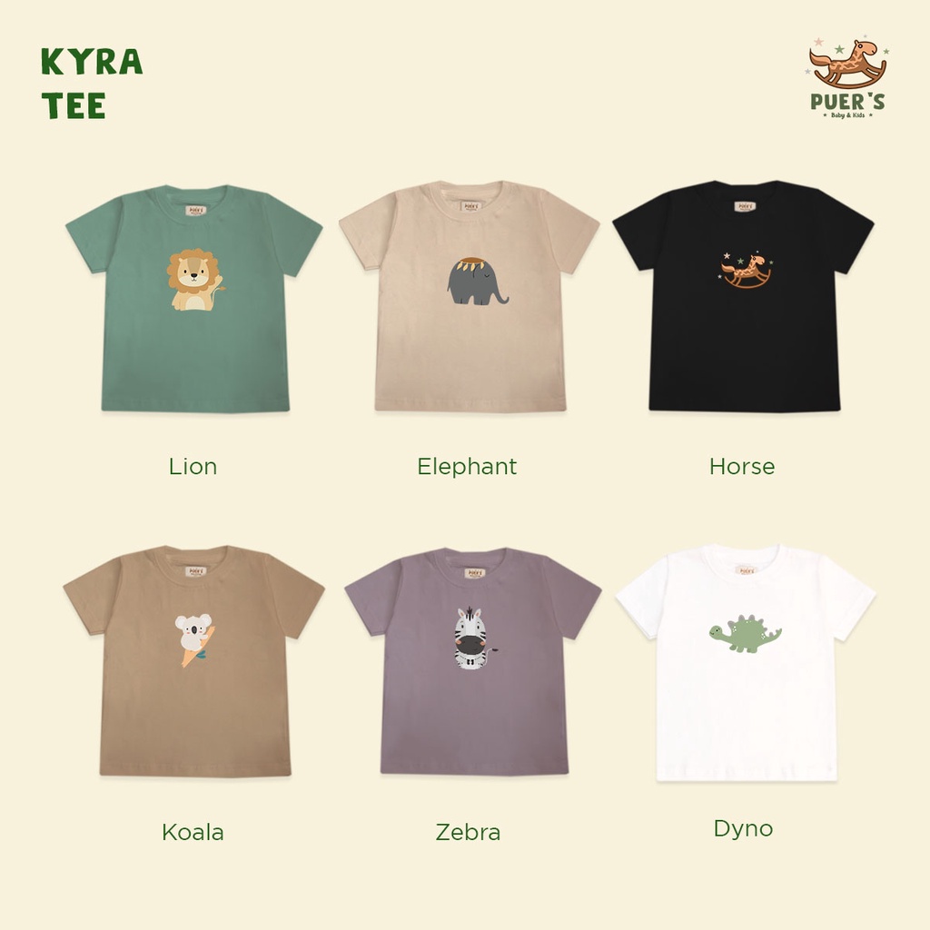 KAOS BAYI DAN ANAK MOTIF ANIMAL PUER'S KYRA (KAOS ANAK GAMBAR HEWAN)