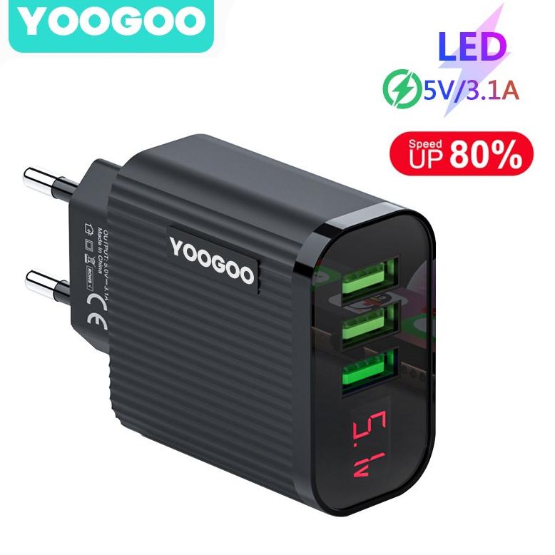 PHONE KEPALA CHARGER LED EU PLUG MAX 3A FAST MOBILE WALL CHARGER  IPHONE SAMSUNG XIAOMI HUAWEI OPPO .